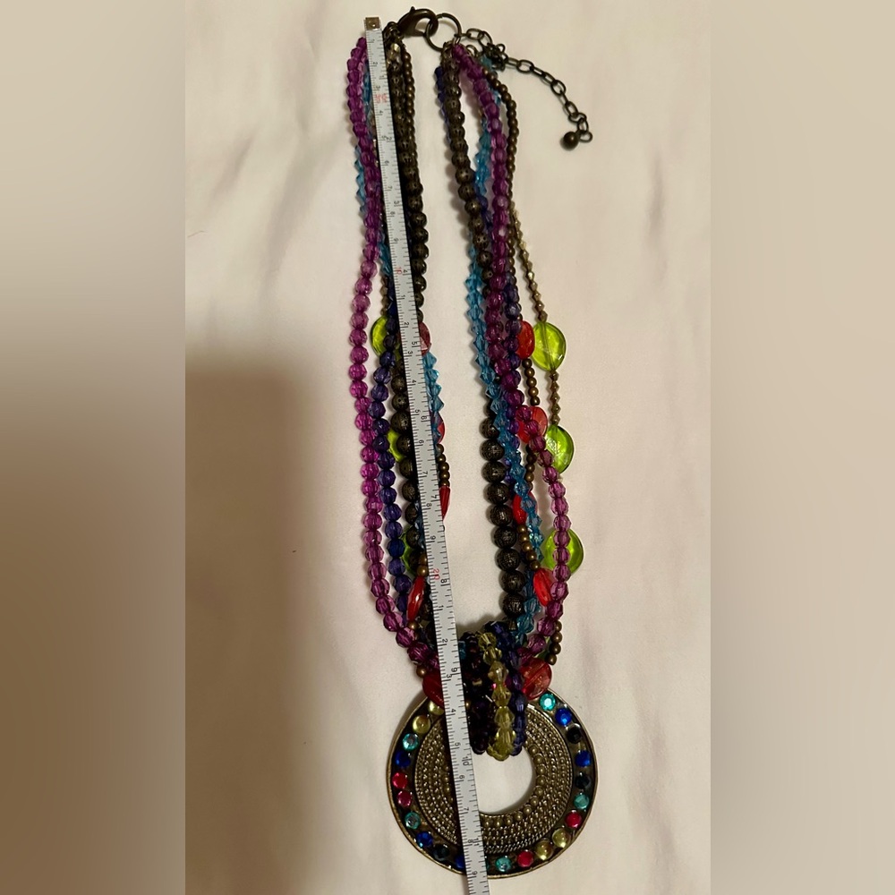 ❤️ Vibrant Multicolor Multistrand Beaded Statement Necklace - Picture 6 of 6